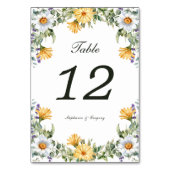 White Yellow Florals Wedding Tischnummer (Rückseite)