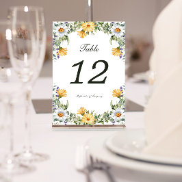 White Yellow Florals Wedding Tischnummer