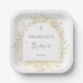 white yellow flowers Baptism  Pappteller (Vorderseite)