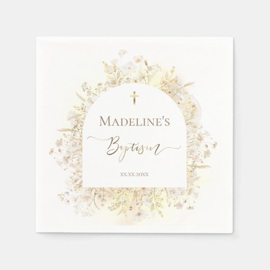 white yellow flowers Baptism Serviette (Vorderseite)