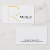 White Yellow Monogram Consultant Business Card Visitenkarte (Vorne/Hinten)