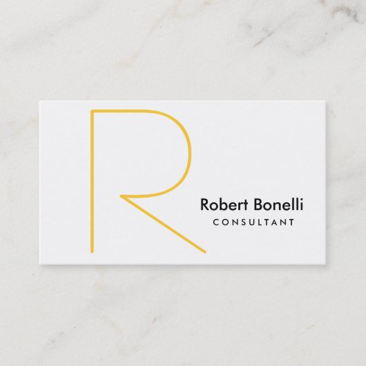 White Yellow Monogram Consultant Business Card Visitenkarte (Vorderseite)