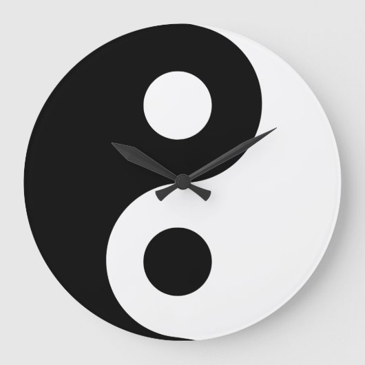 White Yin Yang Wall Clock Große Wanduhr (Vorderseite)