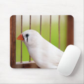 White Zebra Finch Bird in Cage Mousepad (Mit Mouse)