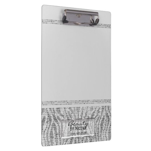 White Zebra Glitzer Granite Glam Personalisiert Klemmbrett (Rechts)