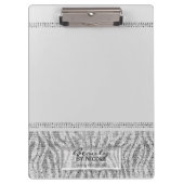 White Zebra Glitzer Granite Glam Personalisiert Klemmbrett (Vorderseite)