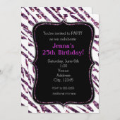 White Zebra Print Glam Glitzer Party Einladungen (Vorne/Hinten)