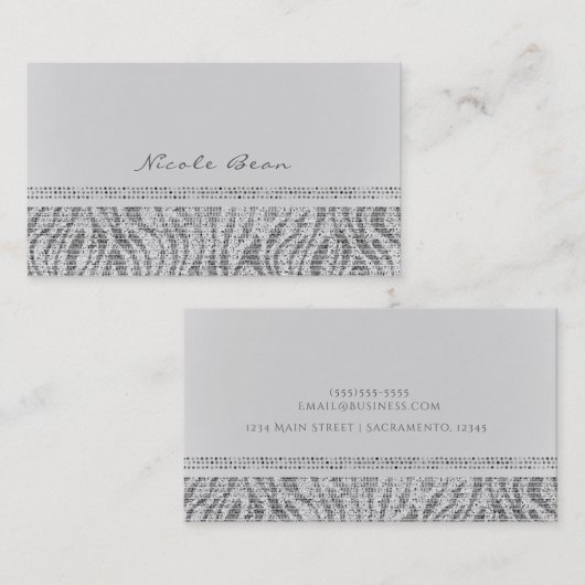 White Zebra Sparkle Sequins Glam Chic Modern Visitenkarte (Vorne/Hinten)