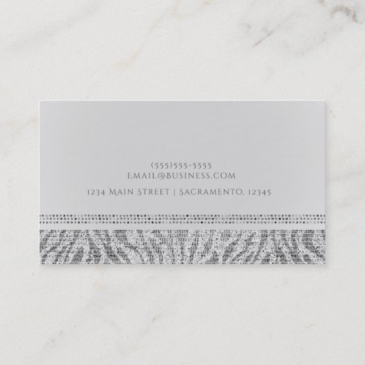 White Zebra Sparkle Sequins Glam Chic Modern Visitenkarte (Rückseite)