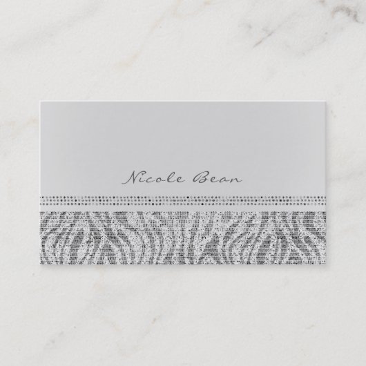 White Zebra Sparkle Sequins Glam Chic Modern Visitenkarte (Vorderseite)