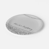 White Zebra Sparkle Sequins Glam Modernes Party Pappteller (Schrägansicht)