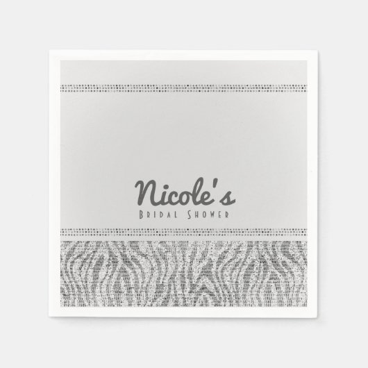 White Zebra Sparkle Sequins Glam Party Serviette (Vorderseite)