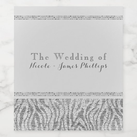 White Zebra Sparkle Sequins Glam Party Weinmarken Weinetikett (Einzelnes Label)