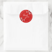 White Zen Sakura Kirry Blüten Rote Asiatische Hoch Runder Aufkleber (Tasche)
