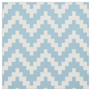 White Zigzag Ikat & Custom Baby Blue Hintergrund Stoff