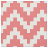 White Zigzag Ikat & Custom Coral Hintergrund Stoff (Nahaufnahme)