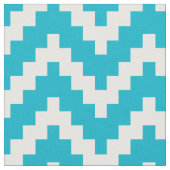 White Zigzag Ikat & Custom Türkise Hintergrund Stoff (Nahaufnahme)
