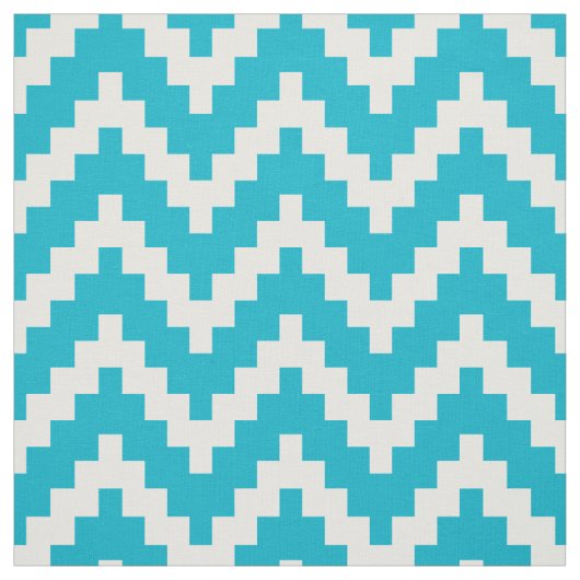 White Zigzag Ikat & Custom Türkise Hintergrund Stoff (Muster)