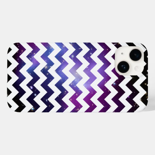 White Zigzag Lila Galaxy Cluster Case-Mate iPhone Hülle (Rückseite (Horizontal))