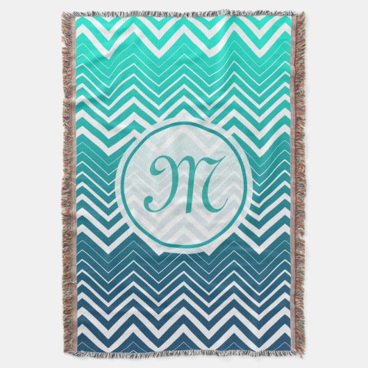 White Zigzag Zickzack und blau-grün Hintergrund Decke (Vorderseite Vertikal)