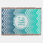 White Zigzag Zickzack und blau-grün Hintergrund Decke (Vorderseite)