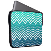 White Zigzag Zickzack und blau-grün Hintergrund Laptopschutzhülle (Vorne Rechts)