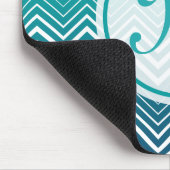 White Zigzag Zickzack und blau-grün Hintergrund Mousepad (Ecke)