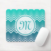 White Zigzag Zickzack und blau-grün Hintergrund Mousepad (Mit Mouse)