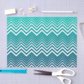 White Zigzag Zickzack und blau-grün Hintergrund Seidenpapier (Handwerk)