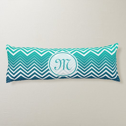 White Zigzag Zickzack und blau-grün Hintergrund Seitenschläferkissen (Rückseite)