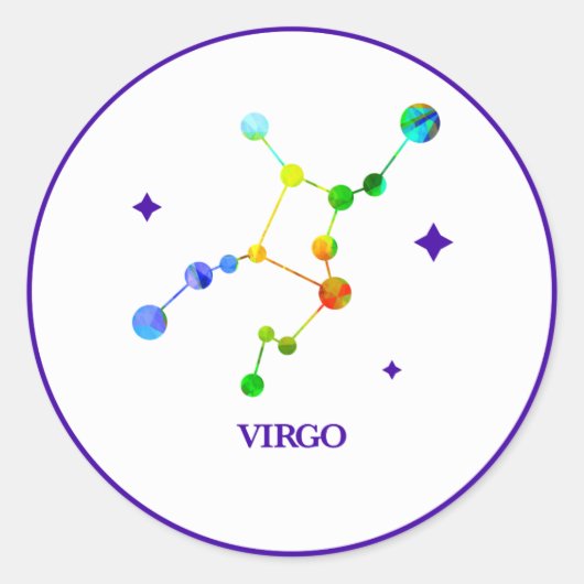 White Zodiac Virgo Regenbogenaufkleber Runder Aufkleber (Vorderseite)