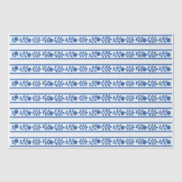 Whiteblue Bone Inlay Floral Border Decoupage Paper Seidenpapier