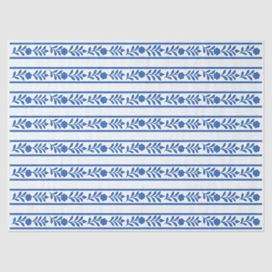 Whiteblue Bone inlay Floral Border Decoupage Paper Seidenpapier (Vorderseite)