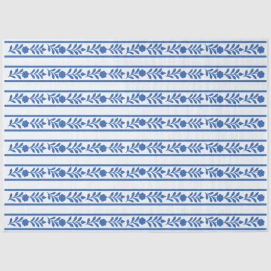 Whiteblue Bone Inlay Floral Border Decoupage Paper Seidenpapier (Vorderseite)