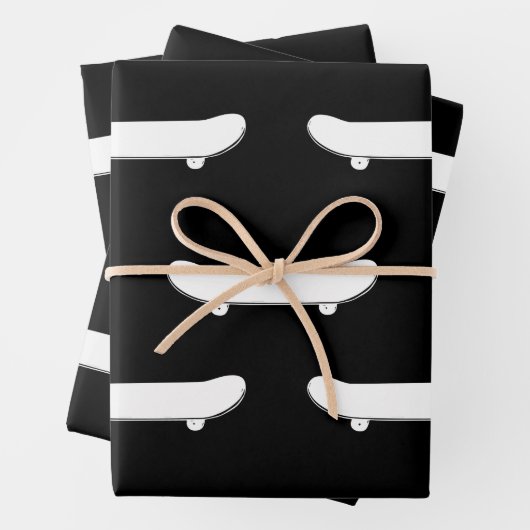 Whiteboard Monochromatischer Schwarzer Skater Urba Geschenkpapier Set (Beispiel)