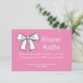 Whitebow Diaper Raffel Rosa Ticketeinschlusskarte Einladung (Stehend Vorderseite)