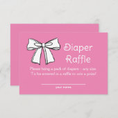 Whitebow Diaper Raffel Rosa Ticketeinschlusskarte Einladung (Vorne/Hinten)