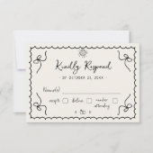 Whitecal Retro French Wedding Hand Drawing Monogra RSVP Karte (Vorderseite)