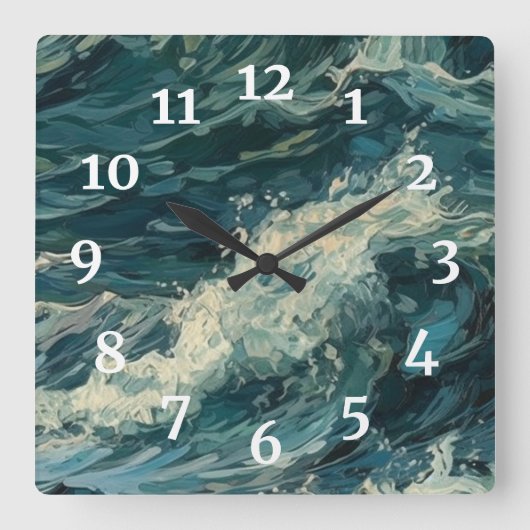 Whitecaps malen quadratische wanduhr (Vorderseite)