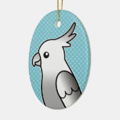 Whiteface Cartoon Cockatiel Parrot Bird Keramikornament (Links)