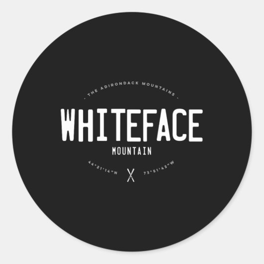 Whiteface Mountain New York Grafik Distressed Vin Runder Aufkleber (Vorderseite)