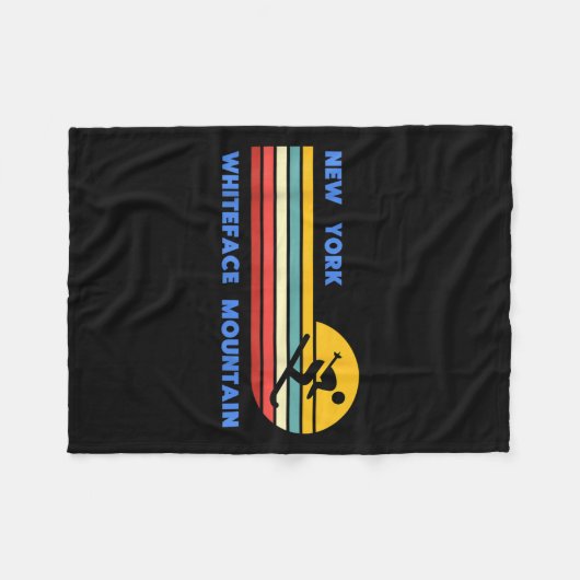 Whiteface Mountain New York Skiing Skier Ski Retro Fleecedecke (Vorderseite (Horizontal))
