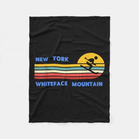 Whiteface Mountain New York Skiing Skier Ski Retro Fleecedecke (Vorderseite)