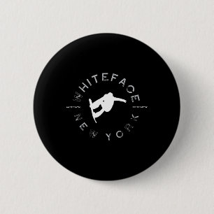 Whiteface Mountain New York Vintage Retro Snowboar Button