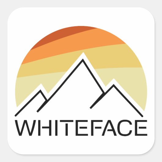 Whiteface Mountain Retro Quadratischer Aufkleber (Vorderseite)