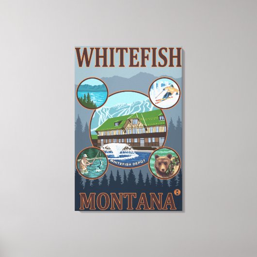 Whitefisch, MontanaScenic Travel Poster Leinwanddruck (Vorderseite)