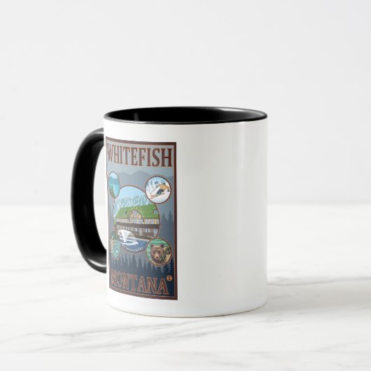Whitefisch, MontanaScenic Travel Poster Tasse (Vorderseite Links)