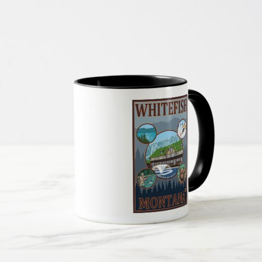 Whitefisch, MontanaScenic Travel Poster Tasse (VorderseiteRechts)