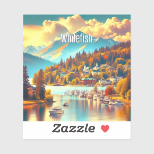 Whitefish Montana 3 Inch Vinyl Sticker (Blatt)