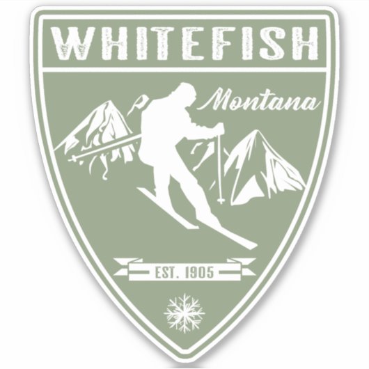Whitefish Montana Aufkleber (Vorderseite)